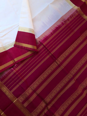 Margazhi Vibrs on Korvai Silk Cotton - off white and aaraku