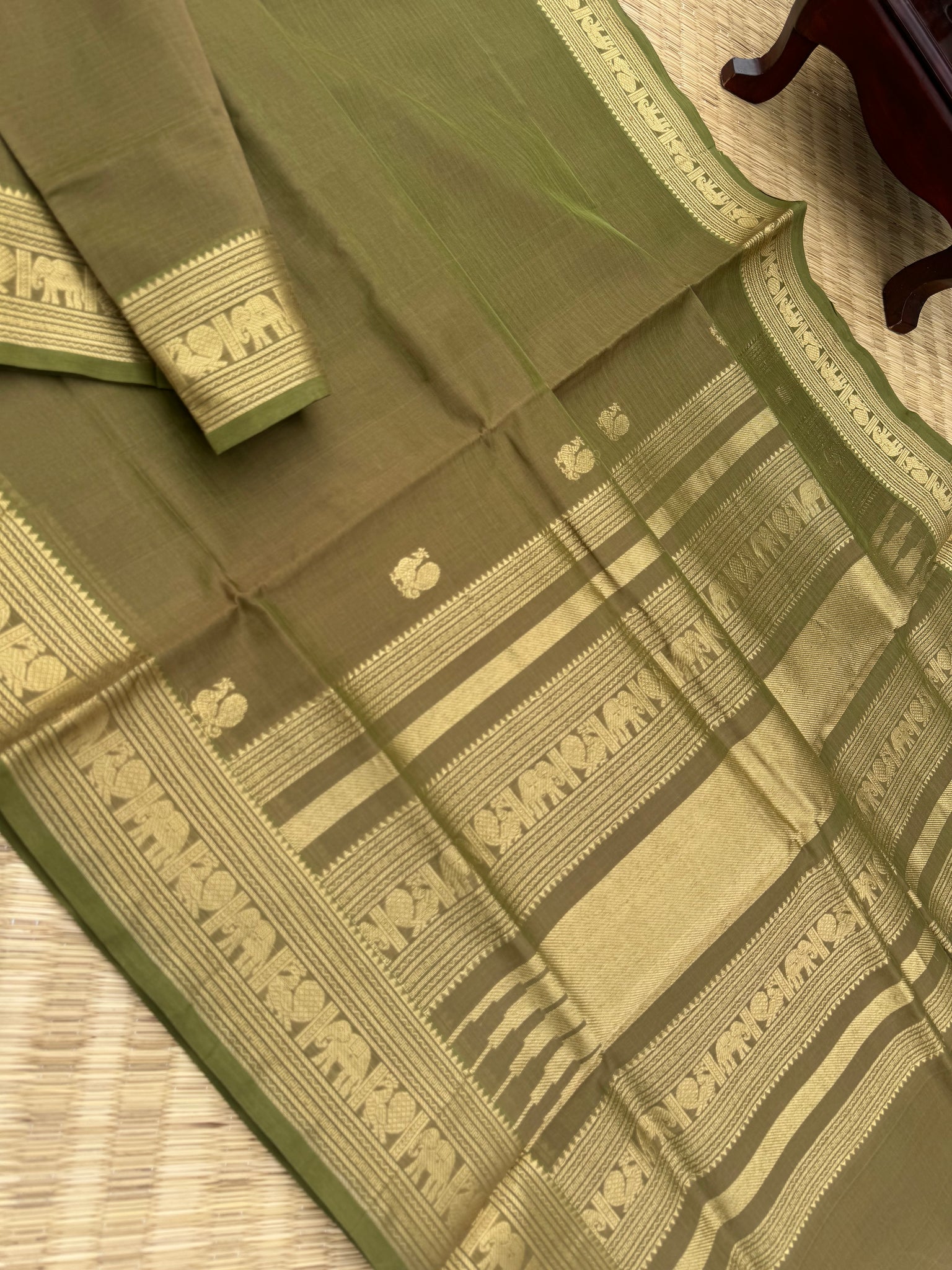 Zari Kissed Silk Cotton - pale olive