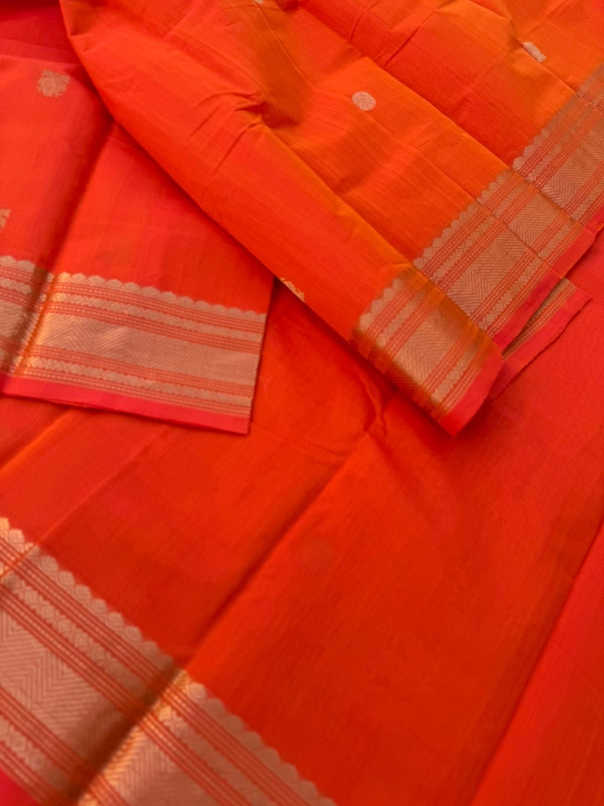 Zari Touched Mangalavastaram - Fanta orange and gold