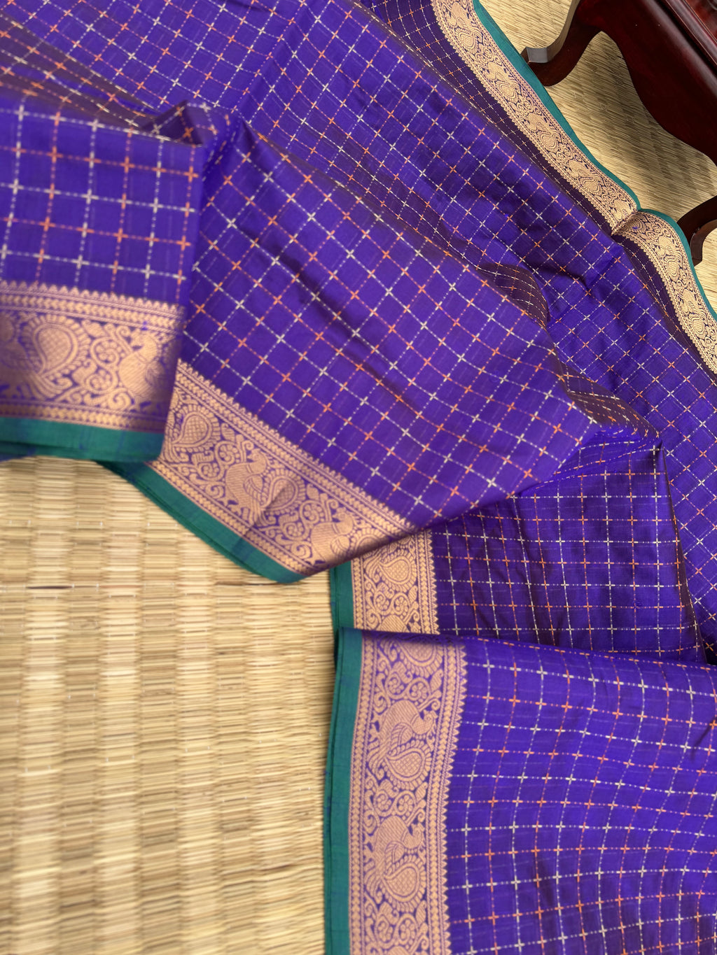 Woven Motifs Silk Cotton - deep violet pluse buttas