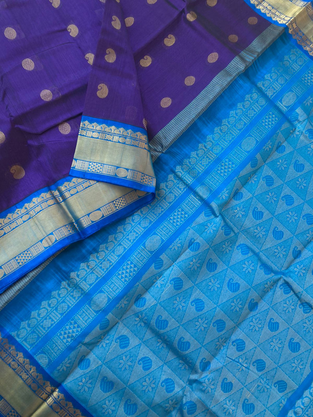 Korvai Silk Cottons - blue on blue