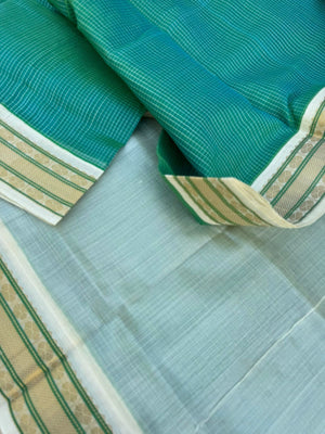 Korvai Silk Cottons - dual tone podi kattam with off white pallu and blouse