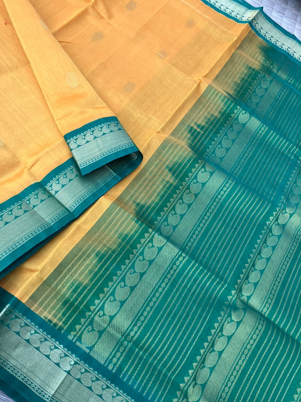 Korvai Silk Cottons - yellow and green