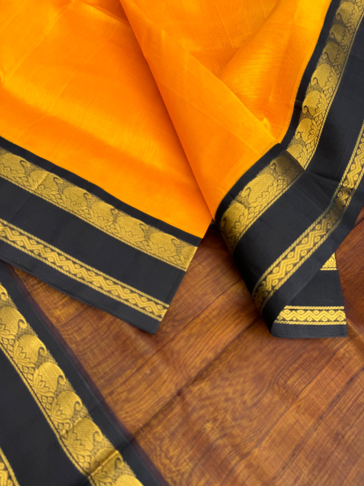 Korvai Silk Cottons - mustard and black