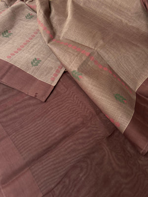 Pragatham - Contrast Play - dusky beige and chocolate