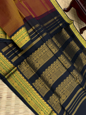 Korvai Silk Cottons - honey bronze and blue