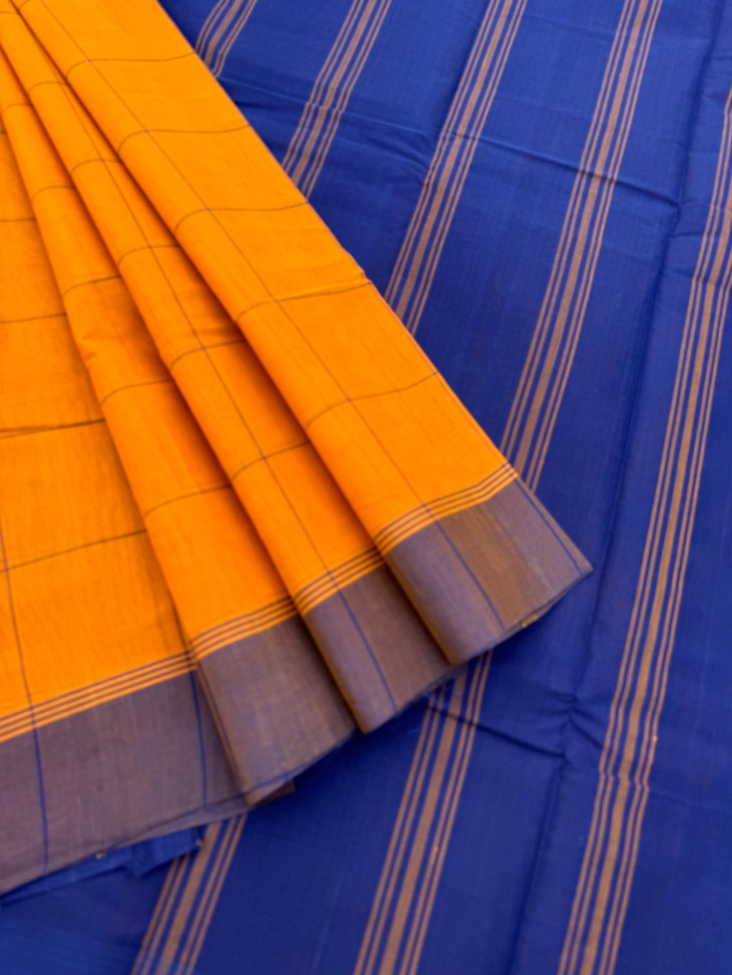 Pragatham - Contrast Play - mangoes and deep ink blue