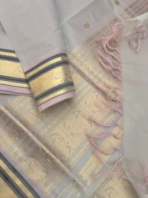 Zari Kissed Silk Cotton - stunning pale calicum grey