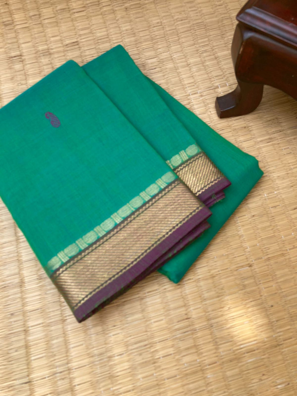 Woven Buttas on Kanchi Cottons - rama green