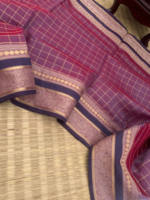 Zari Kissed Silk Cotton - dual tone onion peal muthukattam