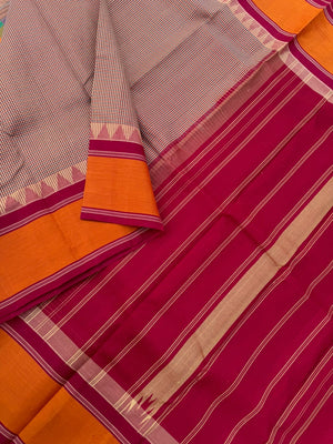 Signature Silk Cotton -beige ice blue aaraku three colour woven kasa kasa kattam