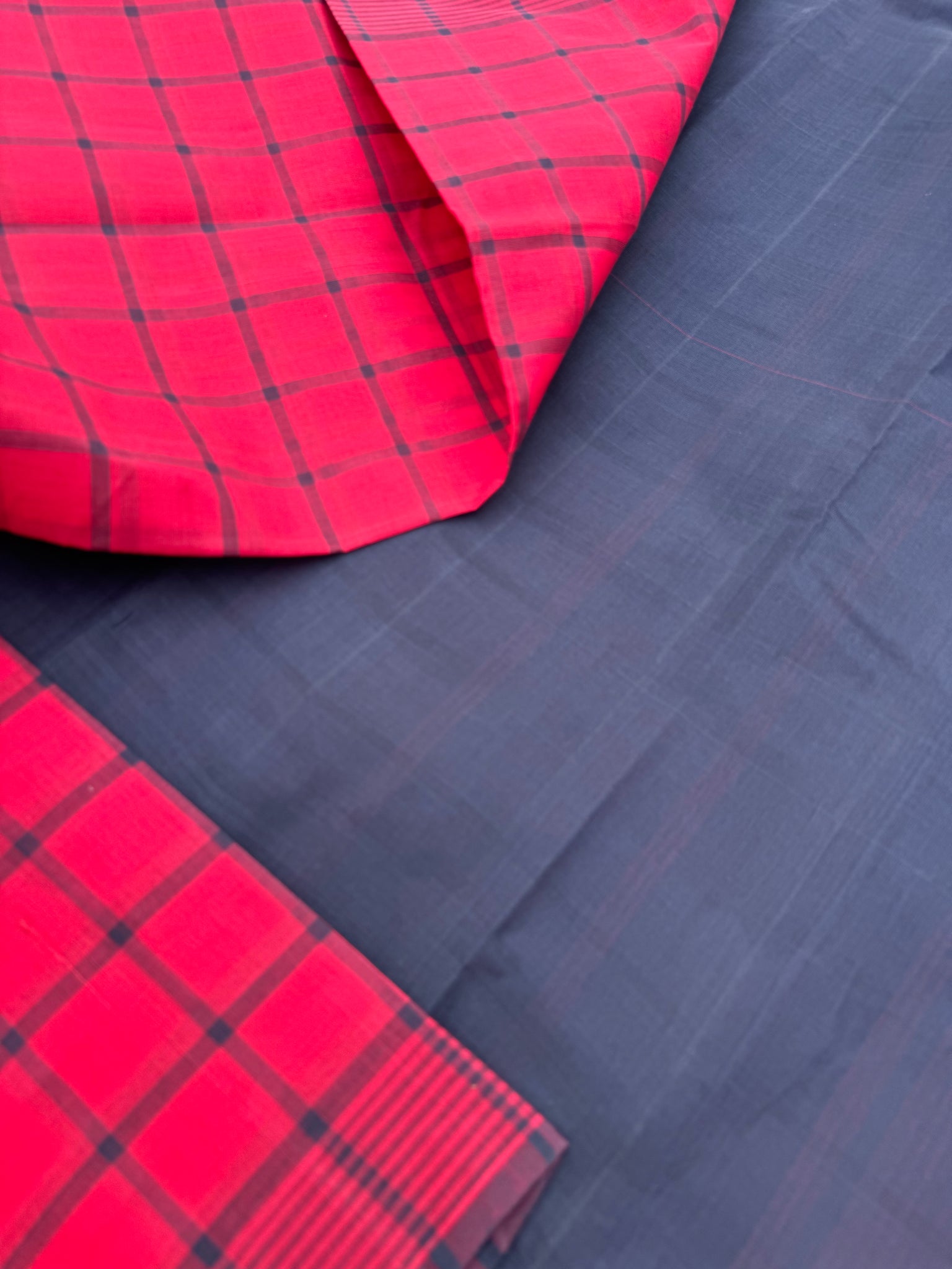 Pragatham - Contrast Play - pink flowers and bluish grey