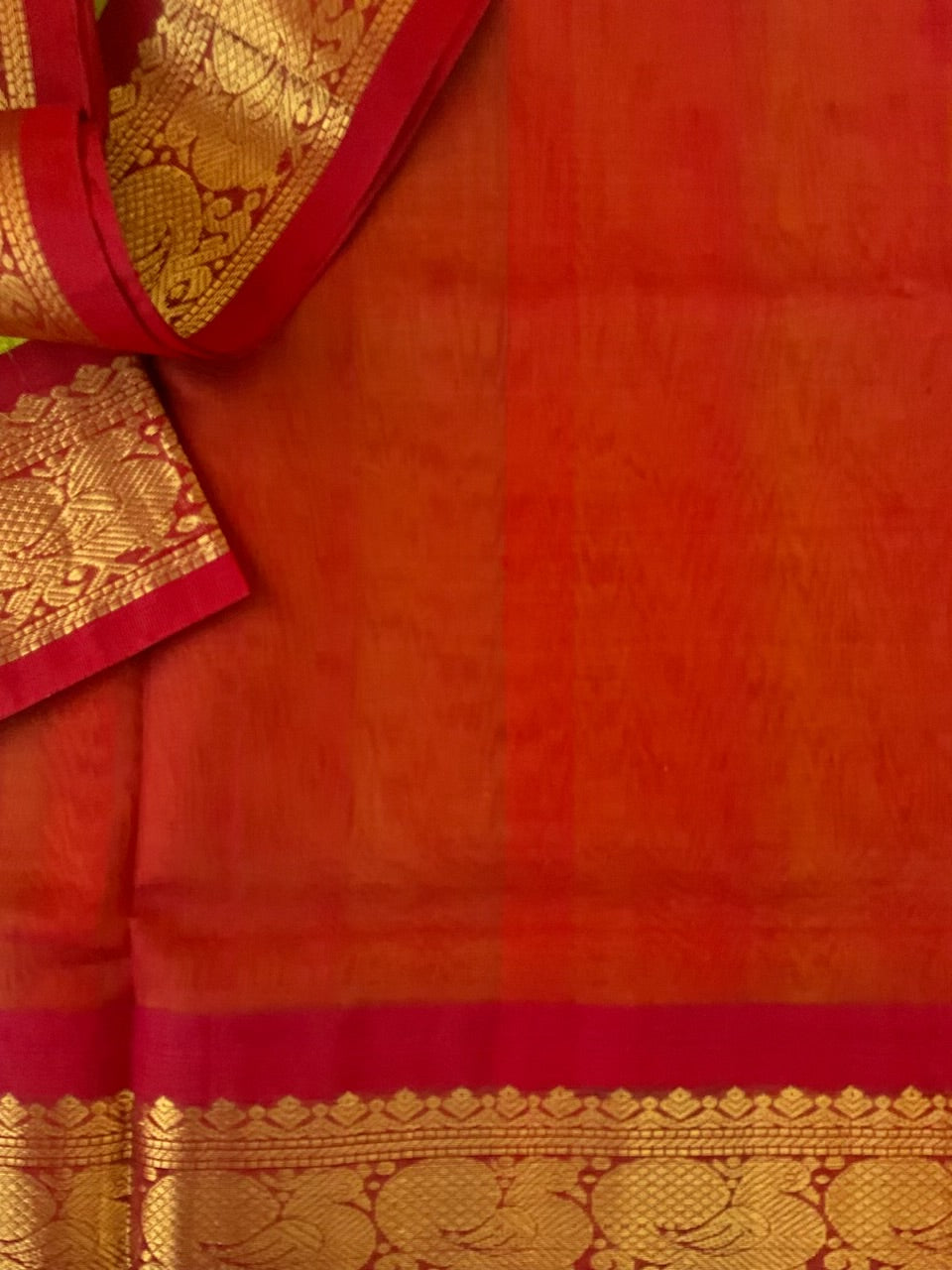 Korvai Silk Cotton - sampanga and red