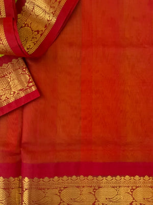 Korvai Silk Cotton - sampanga and red