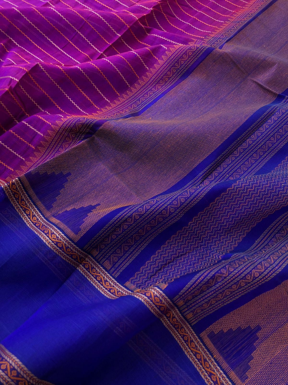 Woven Motifs Silk Cotton - deepest purple veldhari