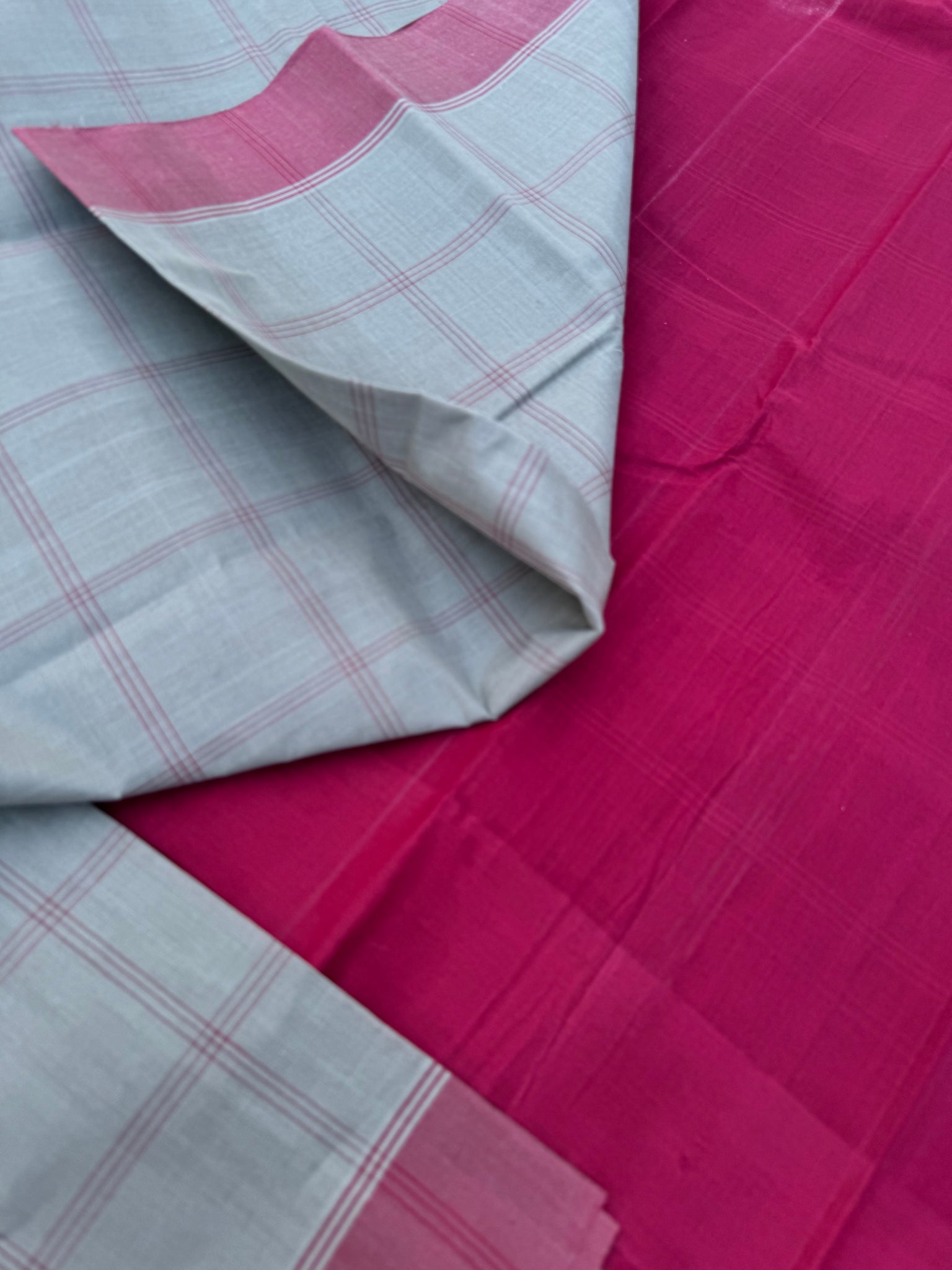 Pragatham - Contrast Play - pale cement and red deep