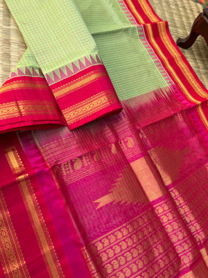 Korvai Silk Cotton - pista ice cream and pink podi kattam