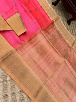 Korvai Silk Cottons - kanakambaram pink and sandal wood tone