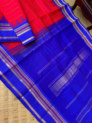 Veldhari on Korvai Kanchivaram - stunning beautiful red and ms blue