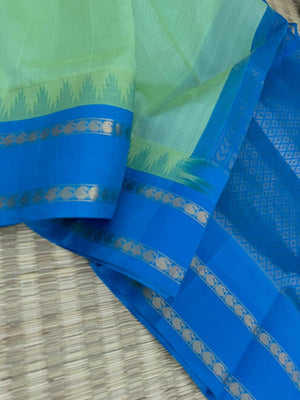 Korvai Silk Cottons -pastel pista green and anandha blue