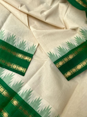 Cotton Body Silk Borders - bottle green silk borders