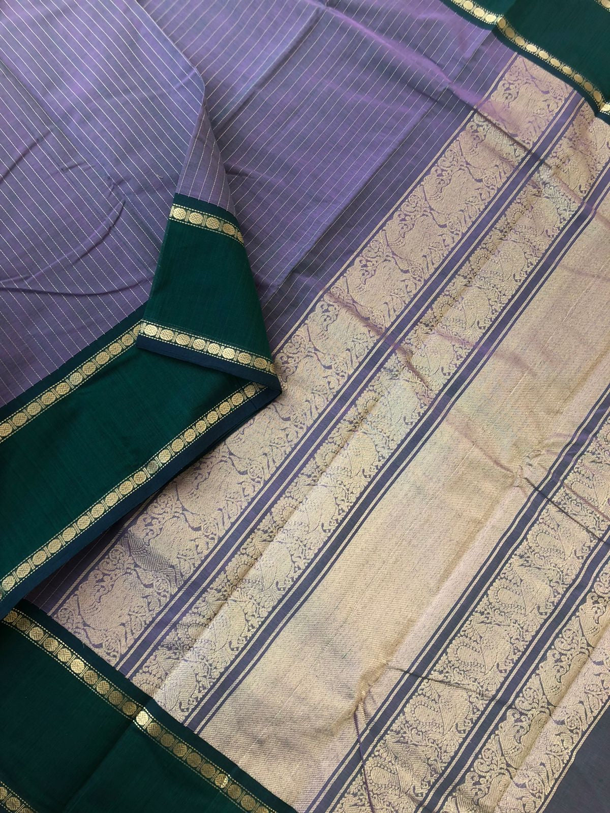 Mangalavastaram - Zari Touched - beautiful dual tone vertical muthu stripes
