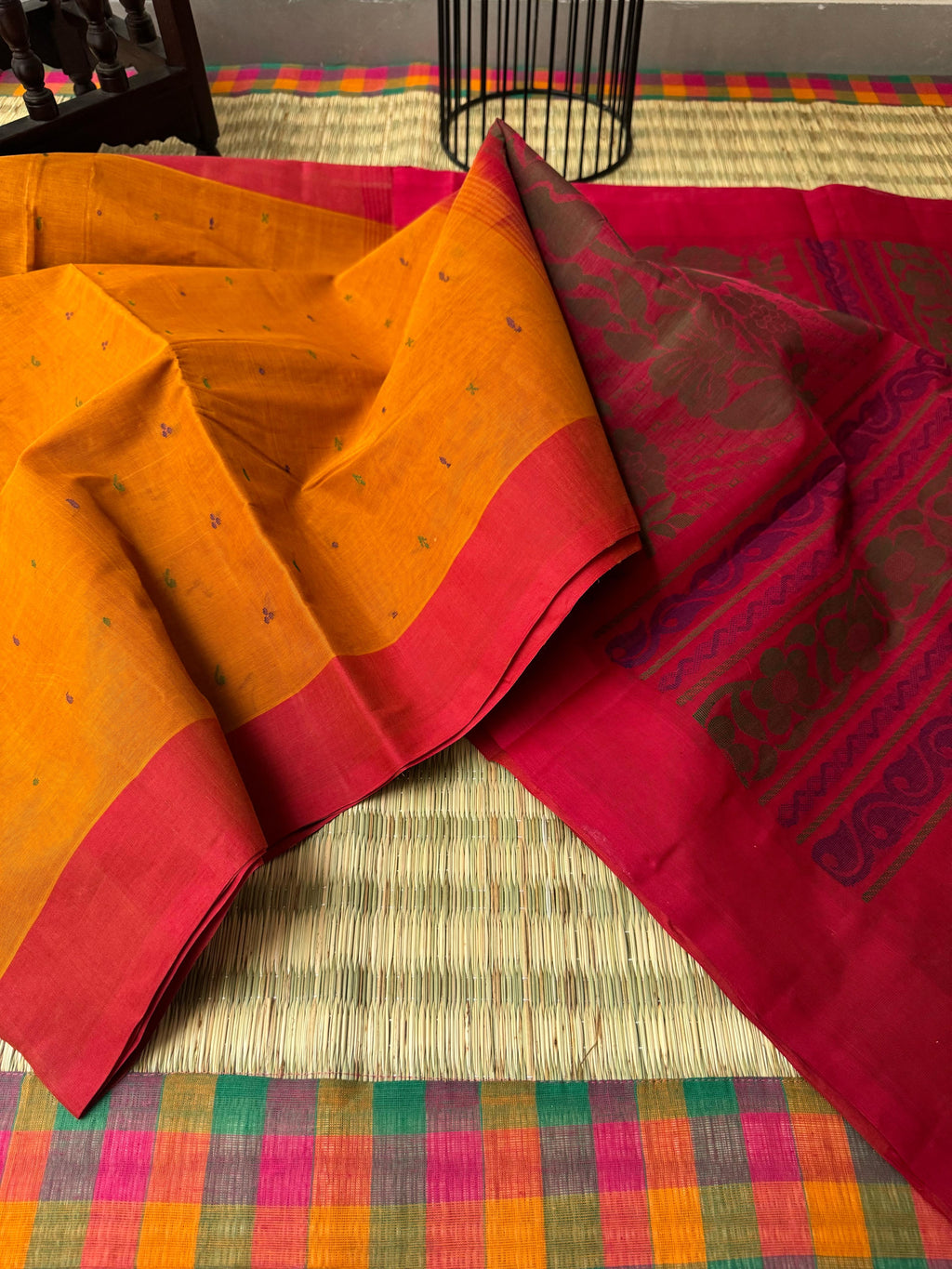 Pragatham - Contrast Play - mustard and red