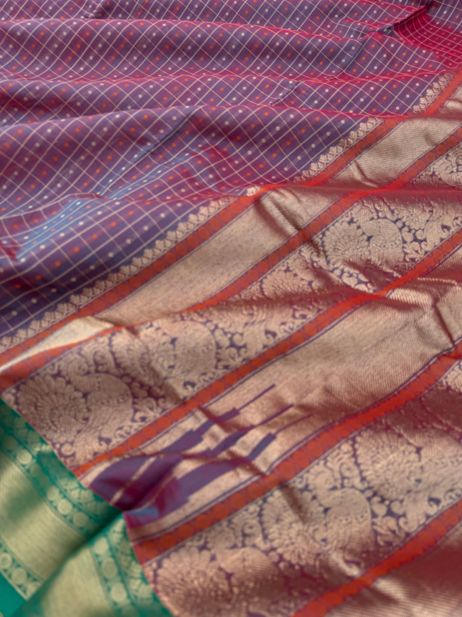 Woven Motifs Silk Cotton - a stunning dual tone lakshadeepam