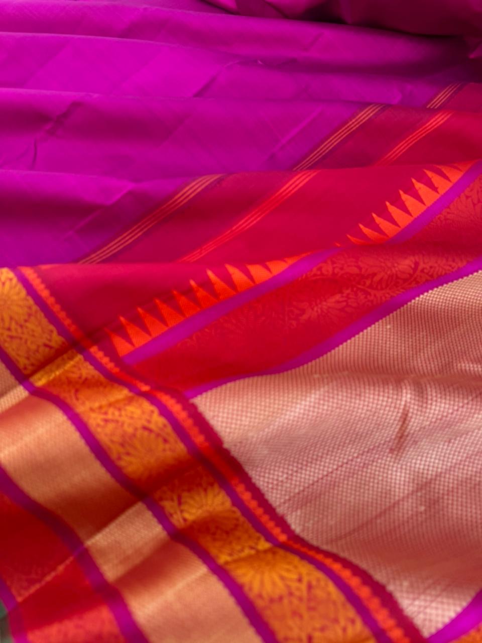 Kanchivaram Trunk - a gorgeous no zari vada malli Kanchi with varusai pett woven borders
