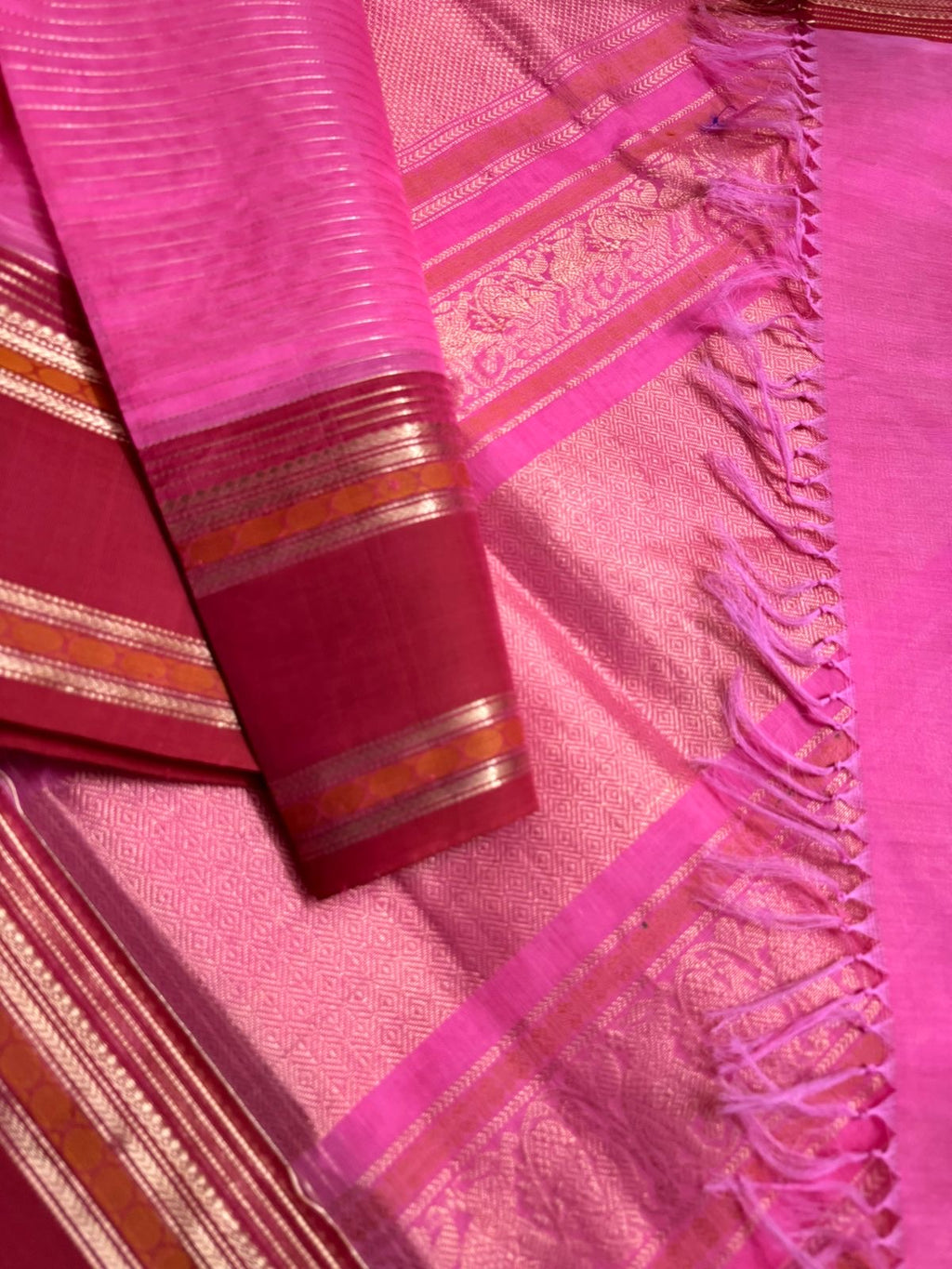 Zari Kissed Silk Cotton - paneer rose pink Vairaoosi
