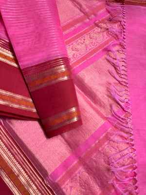 Zari Kissed Silk Cotton - paneer rose pink Vairaoosi