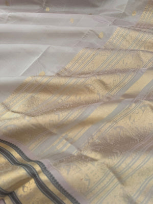 Zari Kissed Silk Cotton - stunning pale calicum grey