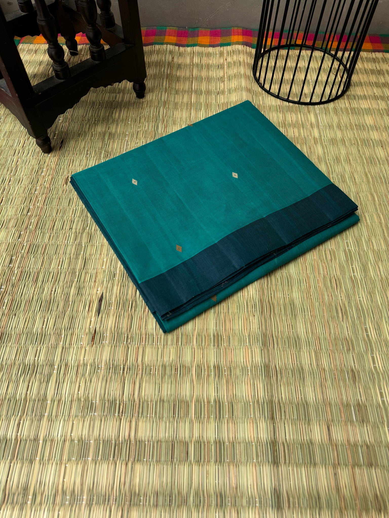 Pragatham - Contrast Play - teal and peacock blue