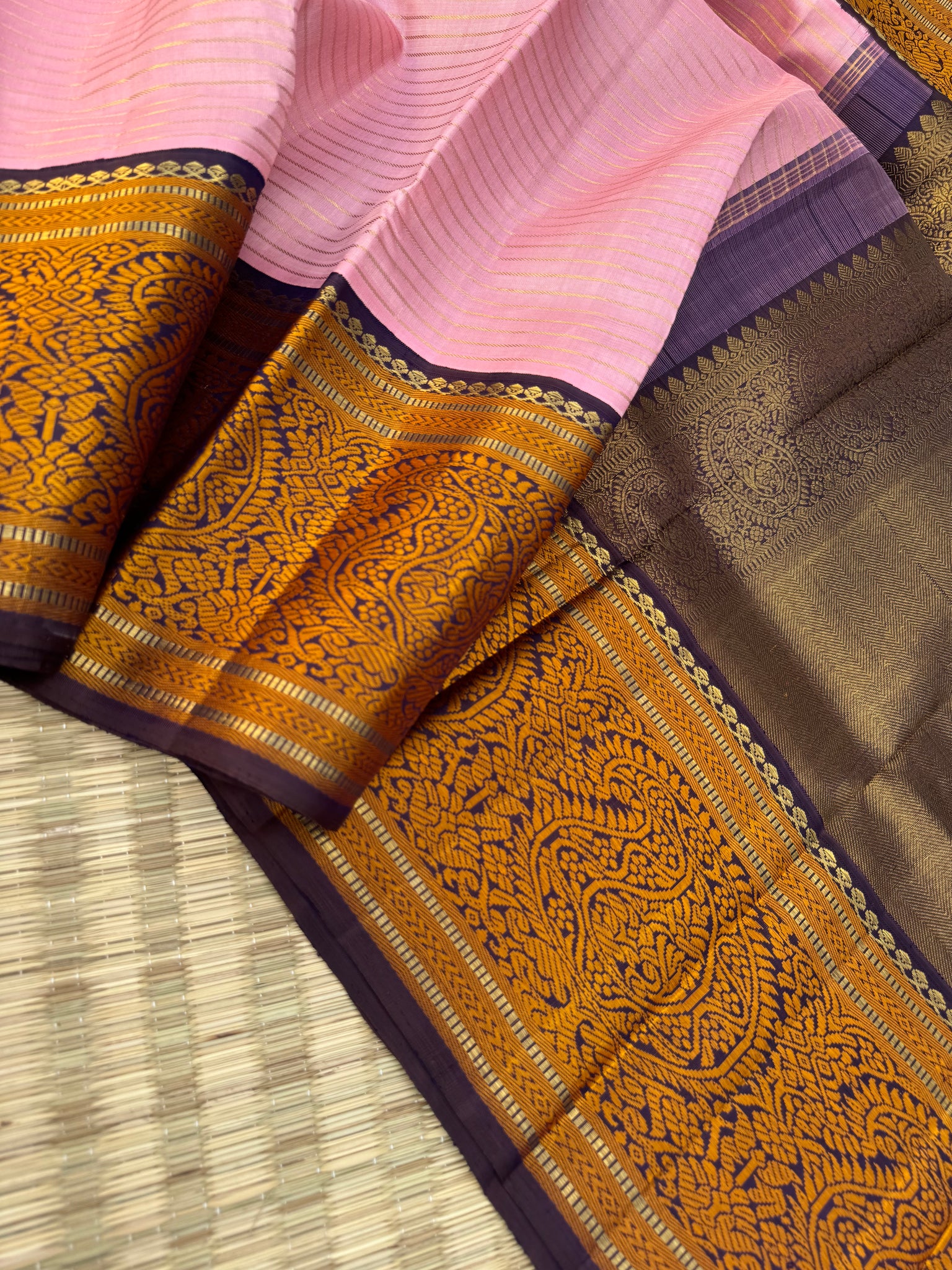 Truly Vintage - a pastel dusky pink ! This saree alone In pic looks like deep pink but in person this sober pink! Especially if u want a idea of colour for this saree kindly reach us !