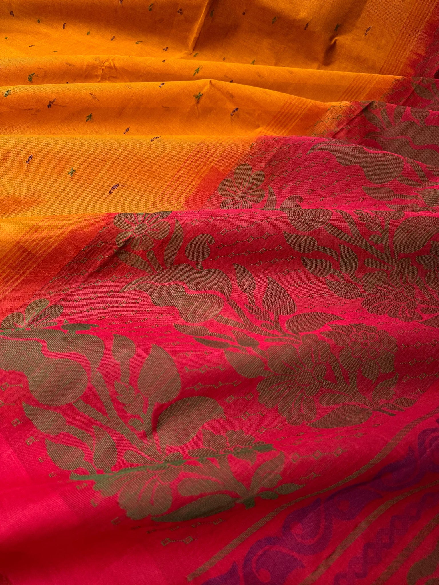Pragatham - Contrast Play - mustard and red
