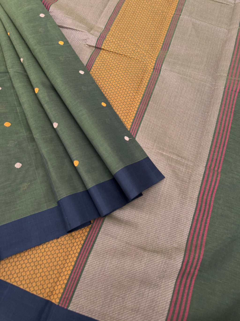 Corporate Style Mangalavastaram - deep dark army green