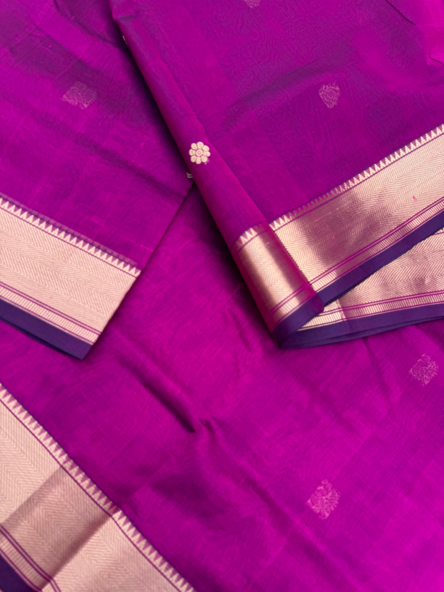Zari Kissed Silk Cotton - deep majentha