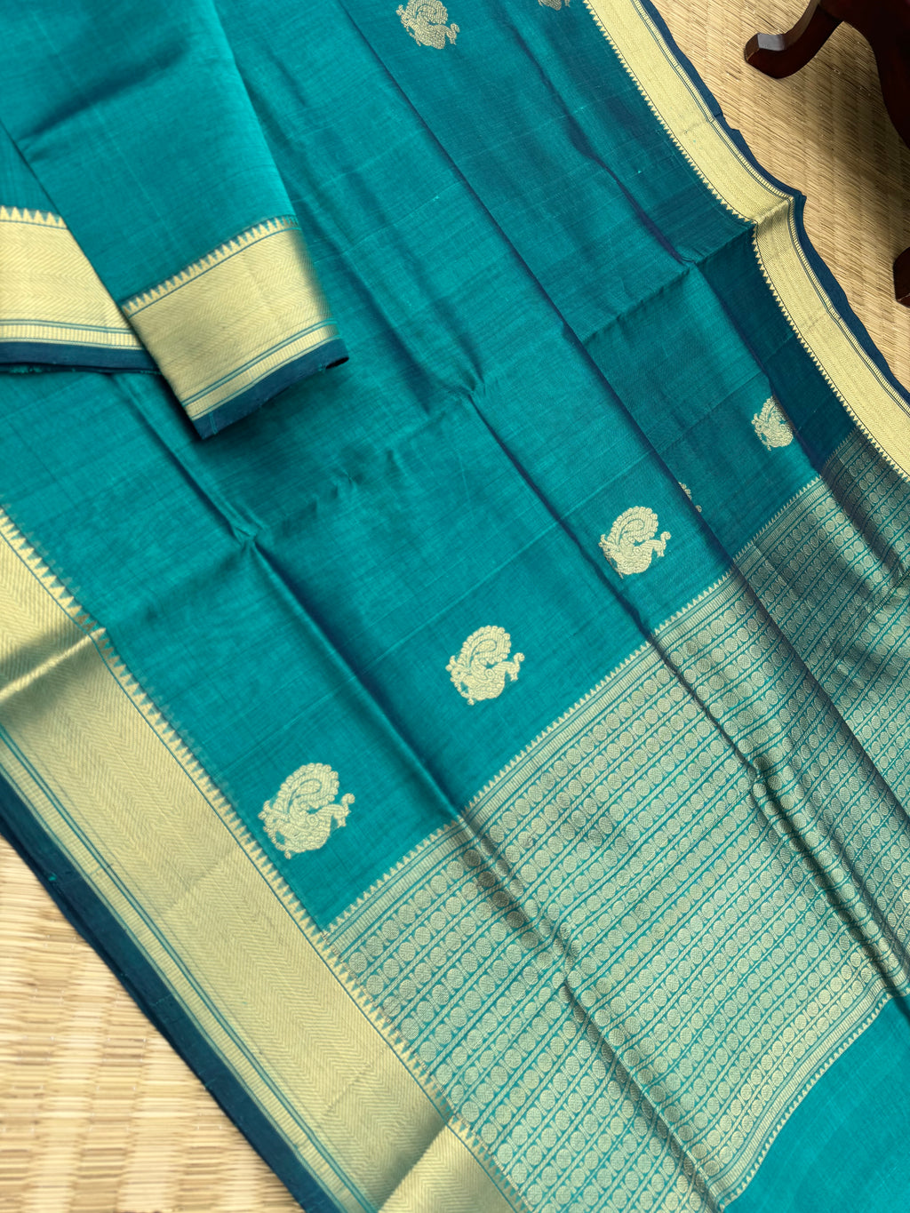 Zari Kissed Silk Cotton - metallic teal