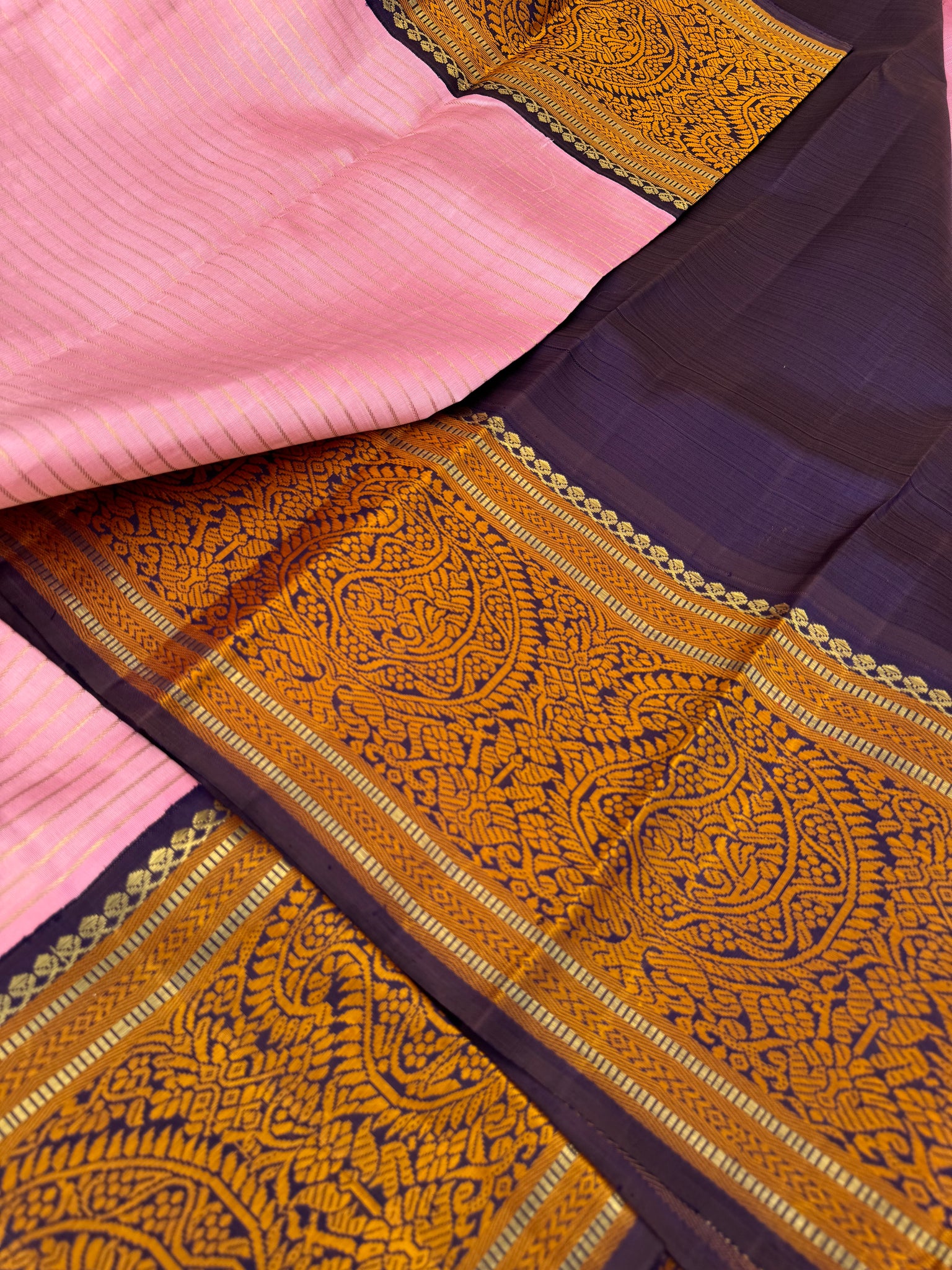 Truly Vintage - a pastel dusky pink ! This saree alone In pic looks like deep pink but in person this sober pink! Especially if u want a idea of colour for this saree kindly reach us !