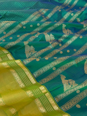 Zari Kissed Silk Cotton - one of a kind lakshadeepam with long killi woven pallu