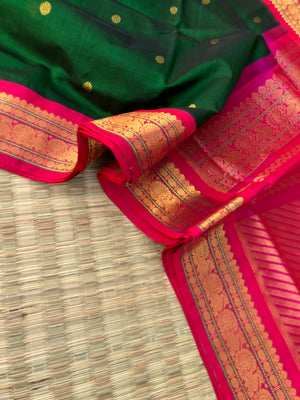 Korvai Silk Cotton - Meenakshi green and pink