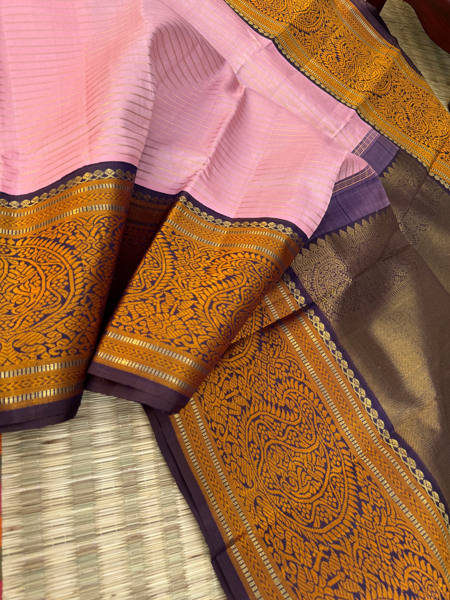 Truly Vintage - a pastel dusky pink ! This saree alone In pic looks like deep pink but in person this sober pink! Especially if u want a idea of colour for this saree kindly reach us !