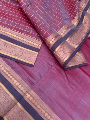 Zari Kissed Silk Cotton - dual tone onion peal muthukattam