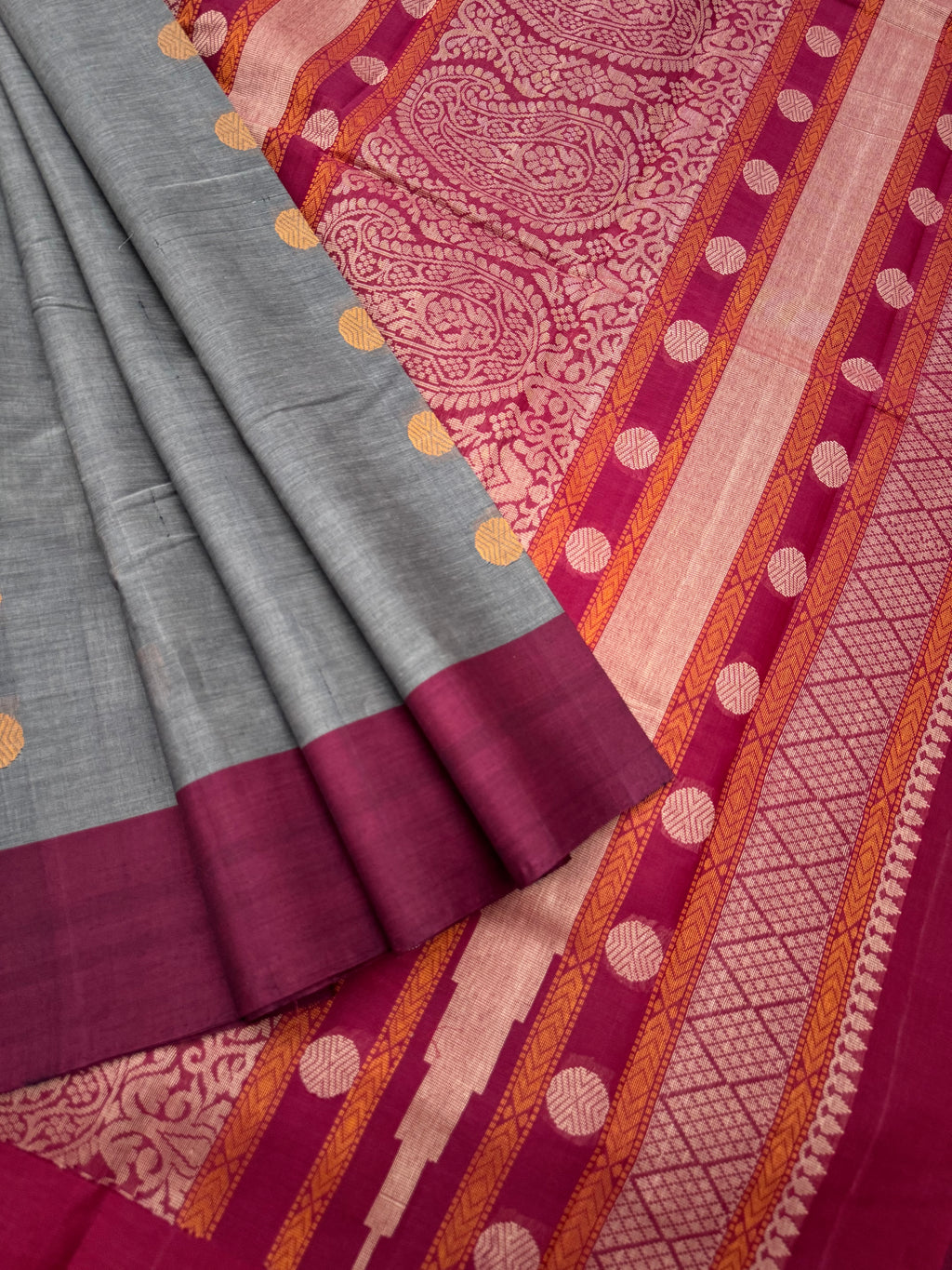 Corporate Style Mangalavastaram - grey and wine