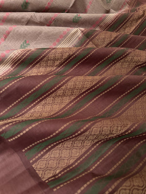 Pragatham - Contrast Play - dusky beige and chocolate