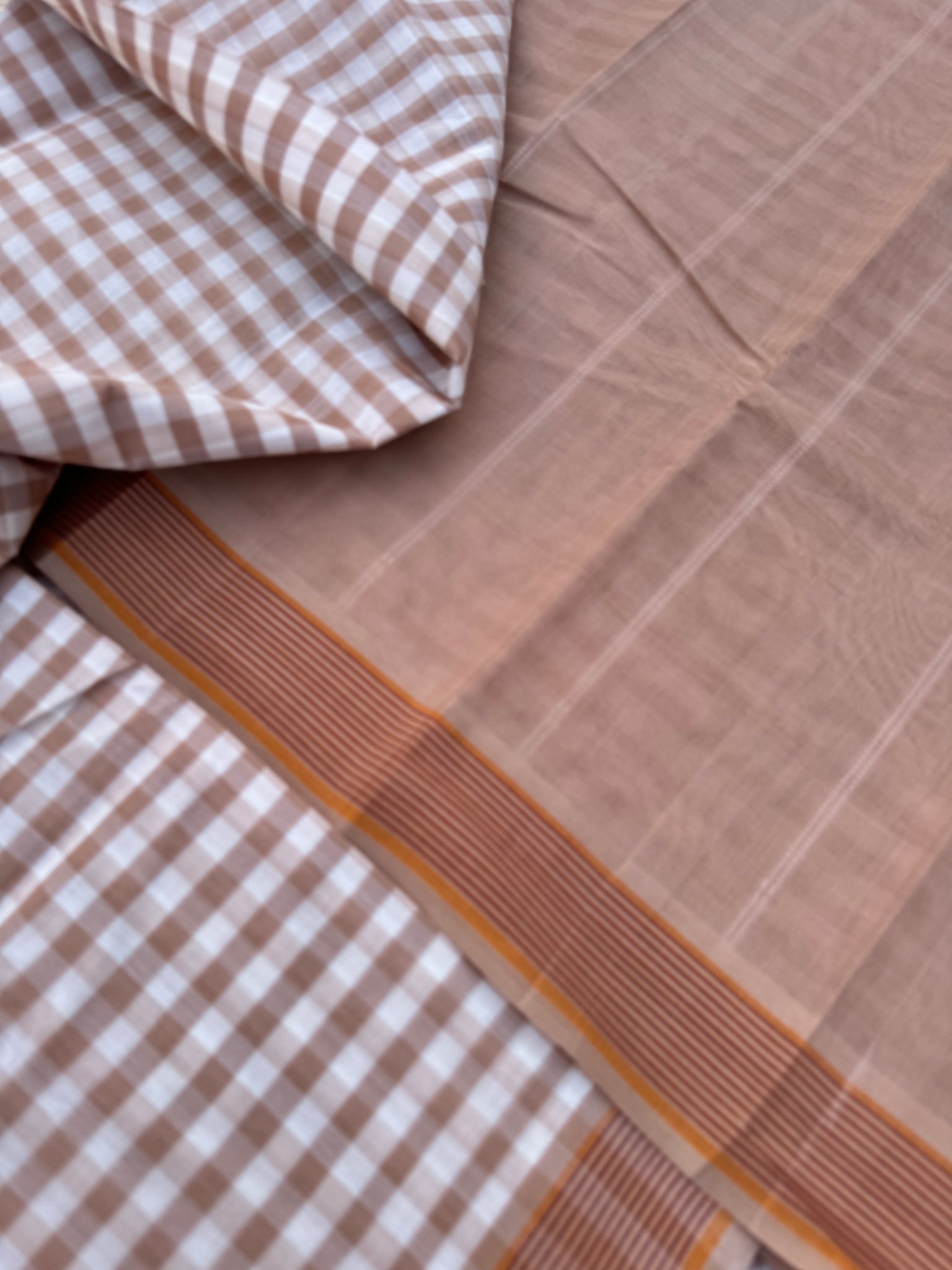 Pragatham - Contrast Play - beige and off white biscuits