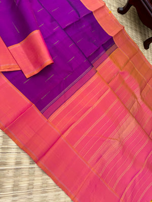 Diwali Edits - Kanchivaram For All Occasions - stunning purple and peach rain drops woven buttas