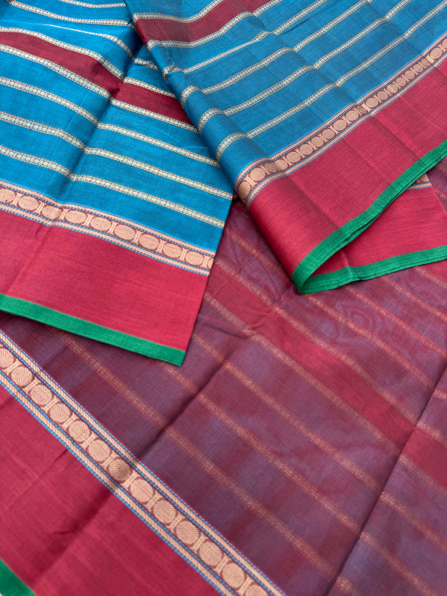 Mangalavastaram - deep burnt blue veldhari