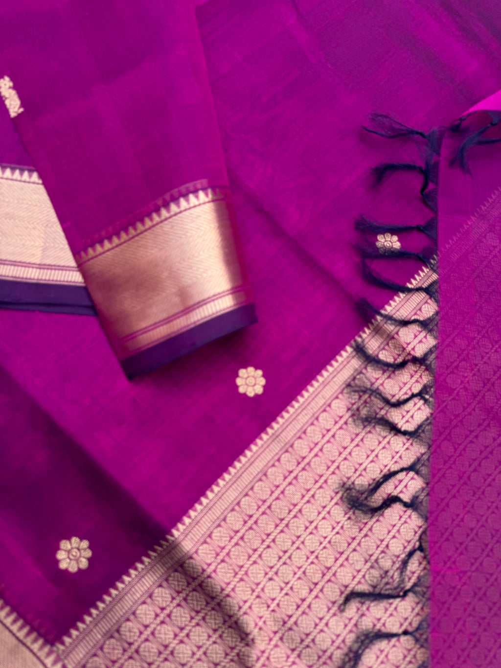 Zari Kissed Silk Cotton - deep majentha