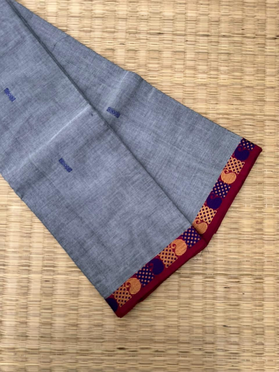 Kanchi X Chettinad - ash grey and small borders